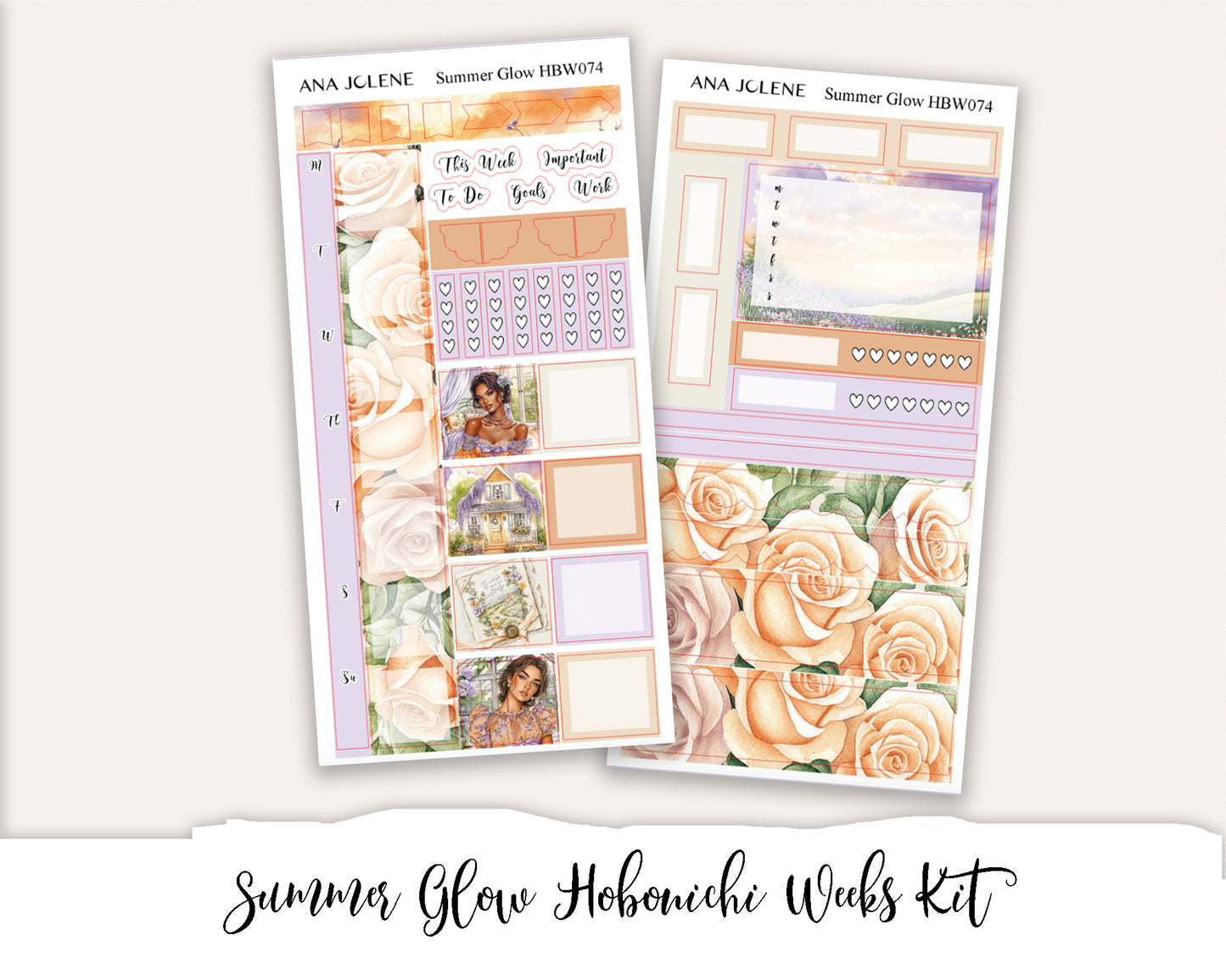SUMMER GLOW  Hobonichi Weeks Planner Sticker Kit