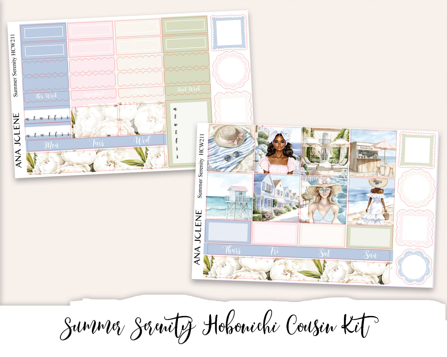 SUMMER SERENITY  Hobonichi Cousin Weekly Planner Sticker Kit