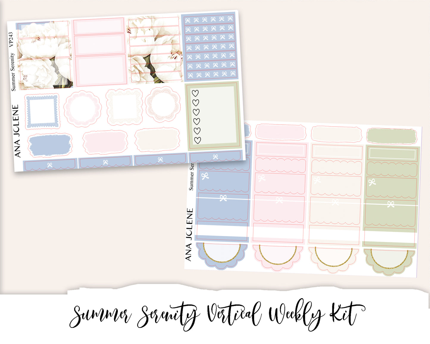 SUMMER SERENITY  Planner Sticker Kit (Vertical Weekly)