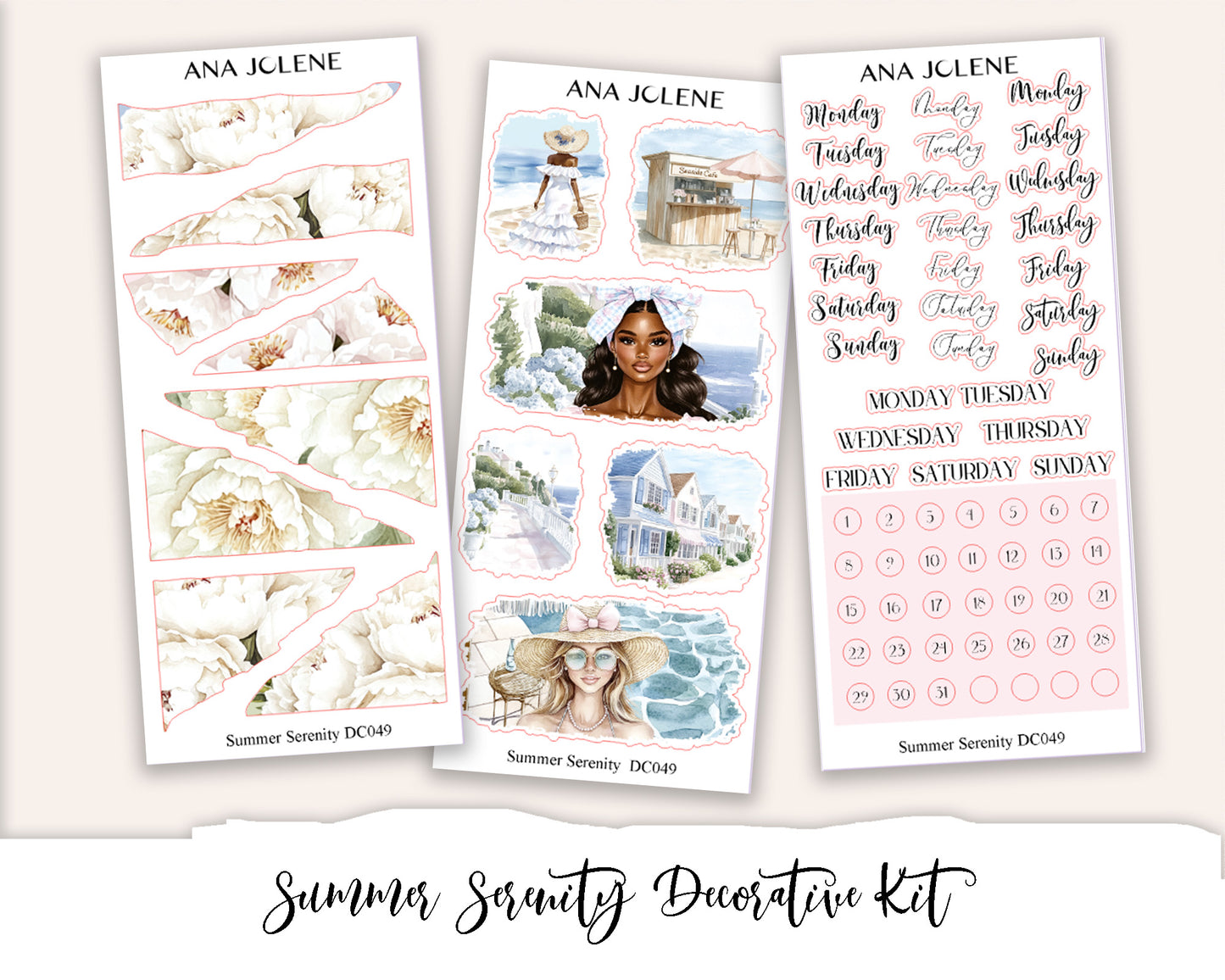 SUMMER SERENITY Decorative Planner Sticker Kit