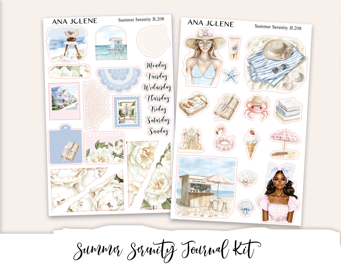 SUMMER SERENITY  Planner Sticker Kit (Vertical Weekly)