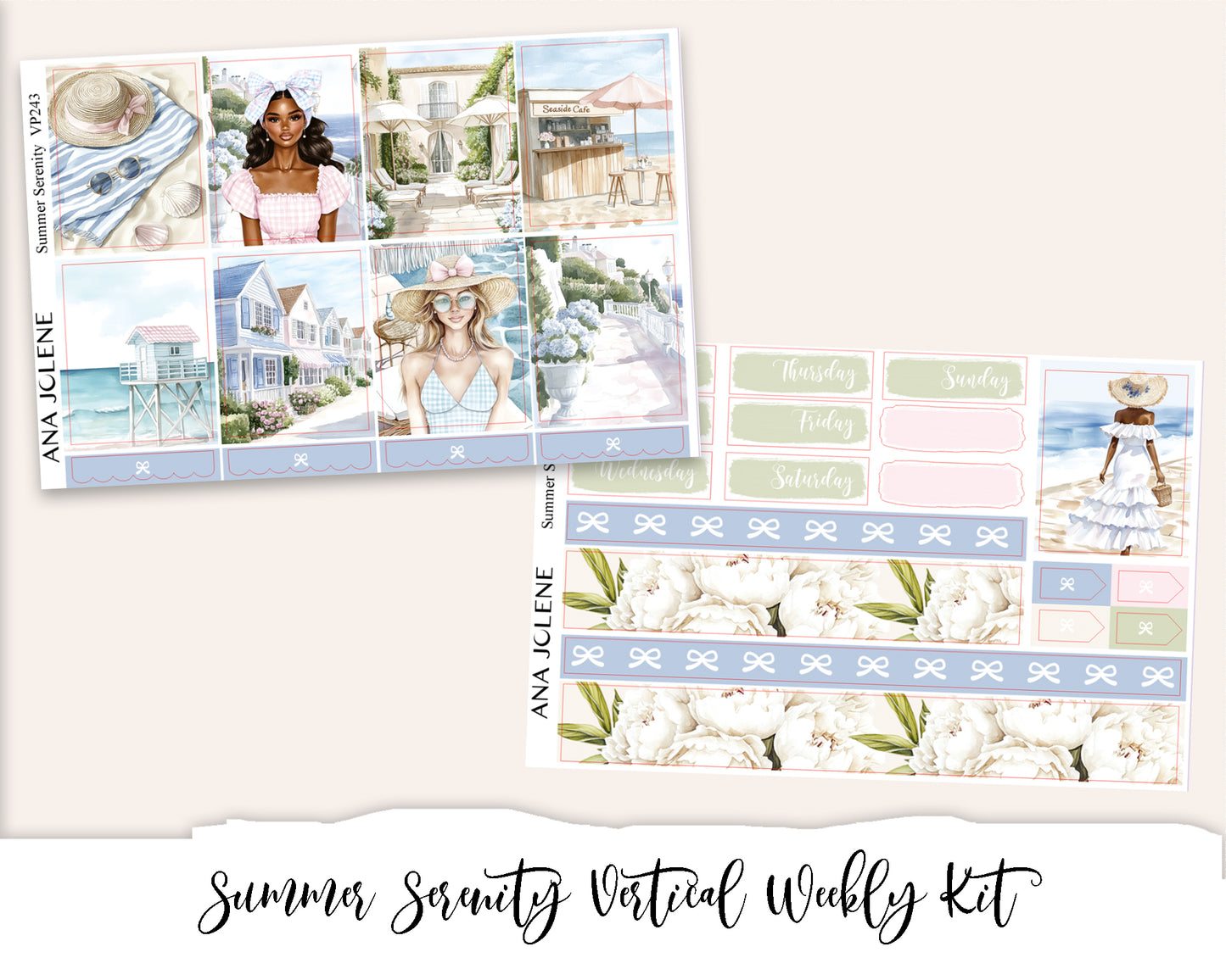 SUMMER SERENITY  Planner Sticker Kit (Vertical Weekly)