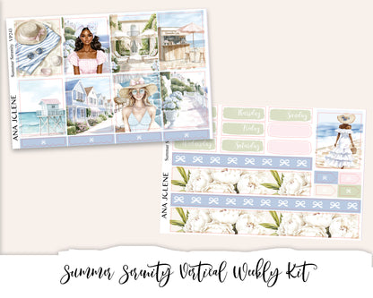 SUMMER SERENITY  Planner Sticker Kit (Vertical Weekly)