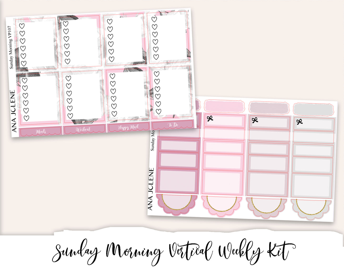 SUNDAY MORNING Planner Sticker Kit (Vertical Weekly)