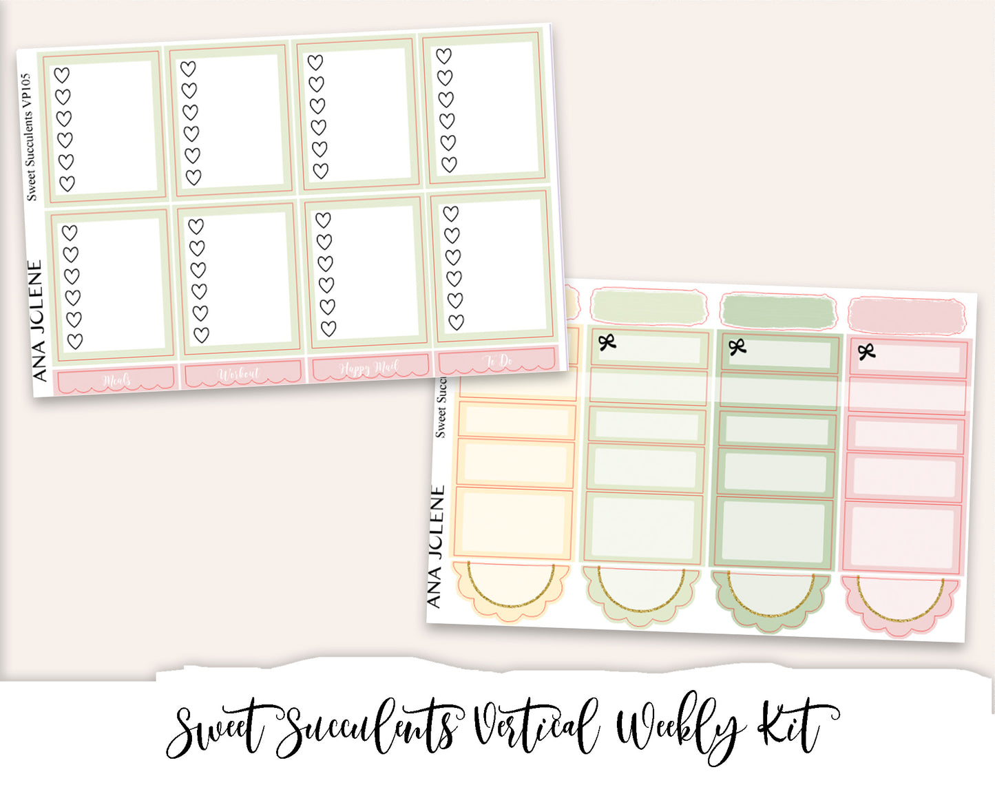 SWEET SUCCULENTS Planner Sticker Kit (Vertical Weekly)