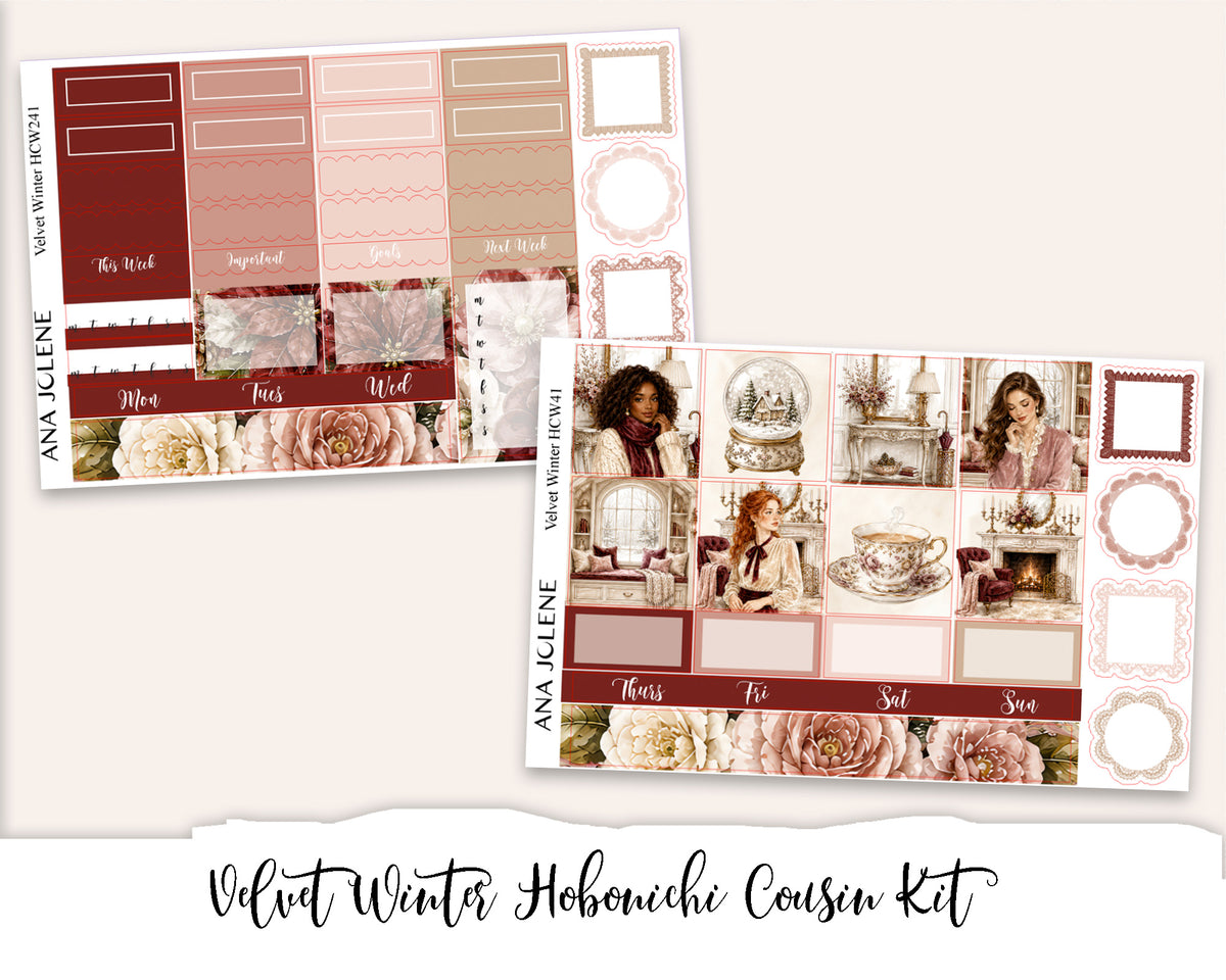 VELVET WINTER Hobonichi Cousin Weekly Planner Sticker Kit