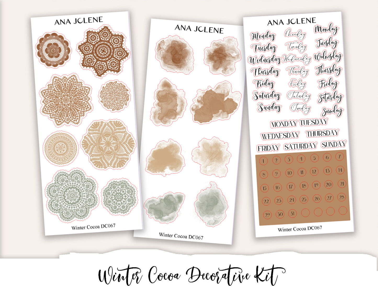 WINTER COCOA  Decorative Planner Sticker Kit