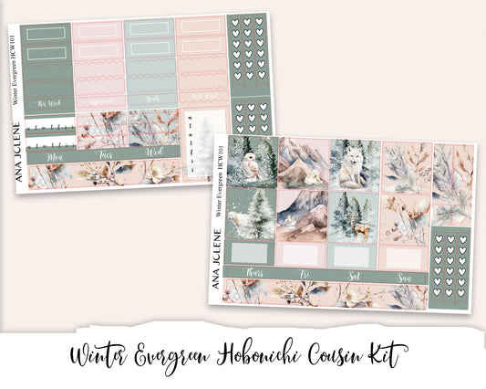 WINTER EVERGREEN  Hobonichi Cousin Weekly Planner Sticker Kit