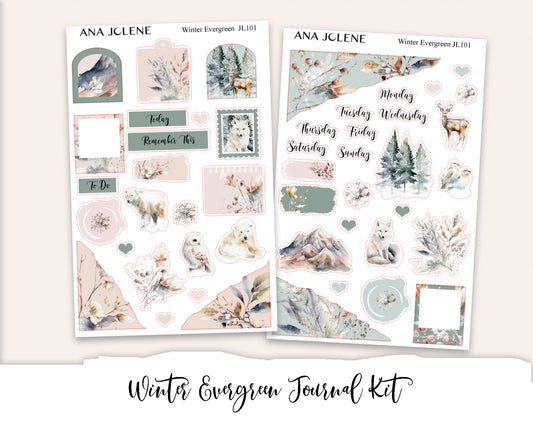 WINTER EVERGREEN Mini Journal Sticker Kit