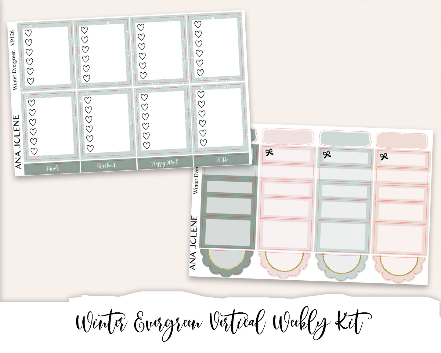 WINTER EVERGREEN Planner Sticker Kit (Vertical Weekly)