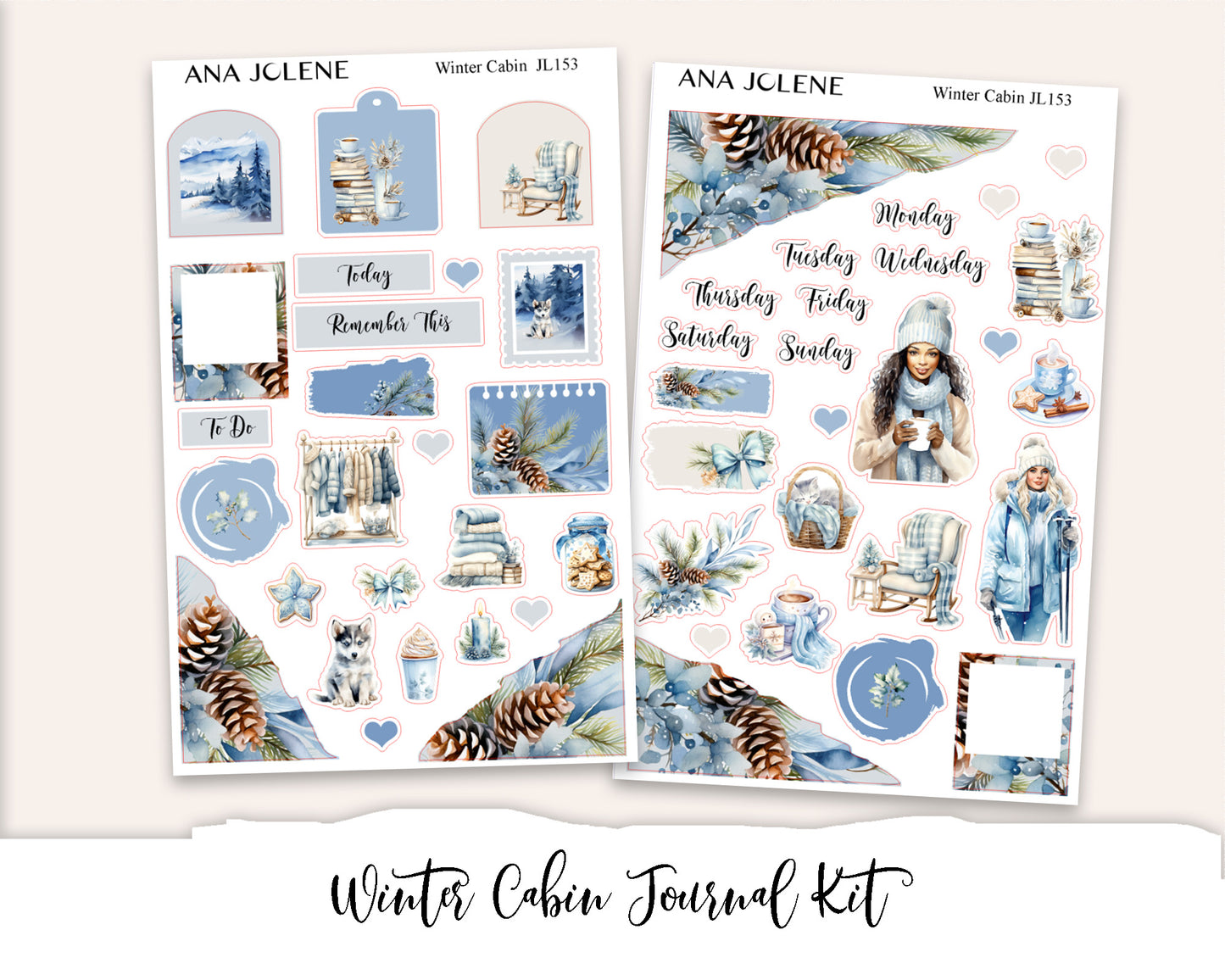 WINTER CABIN Mini Journal Sticker Kit