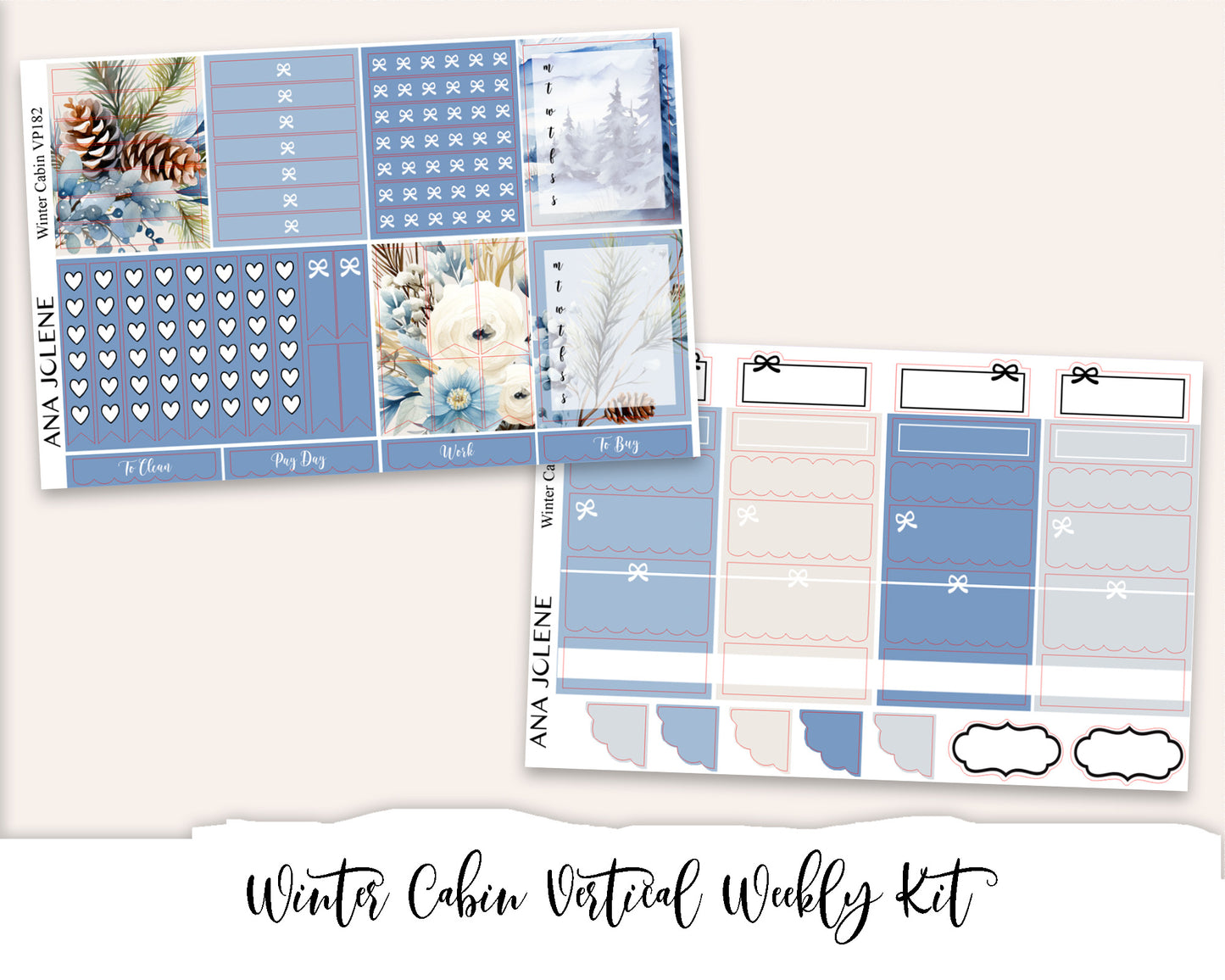 WINTER CABIN Planner Sticker Kit (Vertical Weekly)