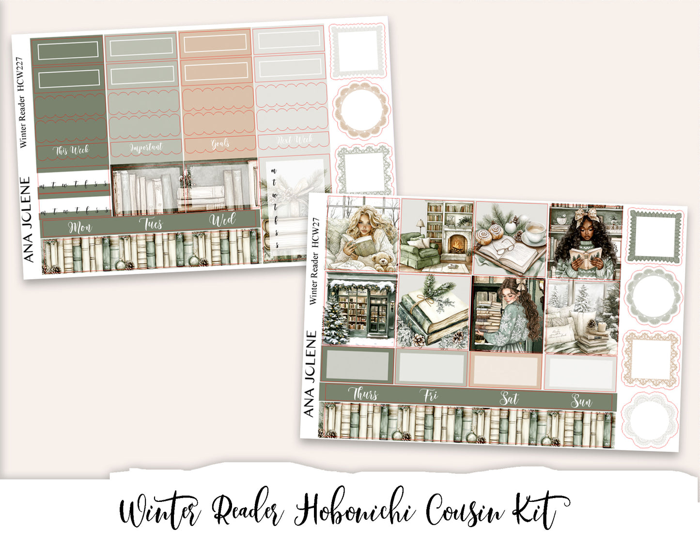 WINTER READER Hobonichi Cousin Weekly Planner Sticker Kit