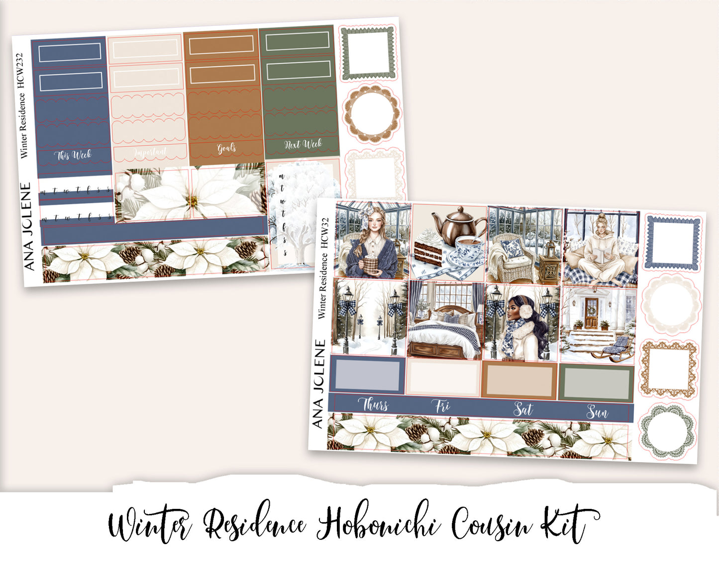 WINTER RESIDENCE Hobonichi Cousin Weekly Planner Sticker Kit