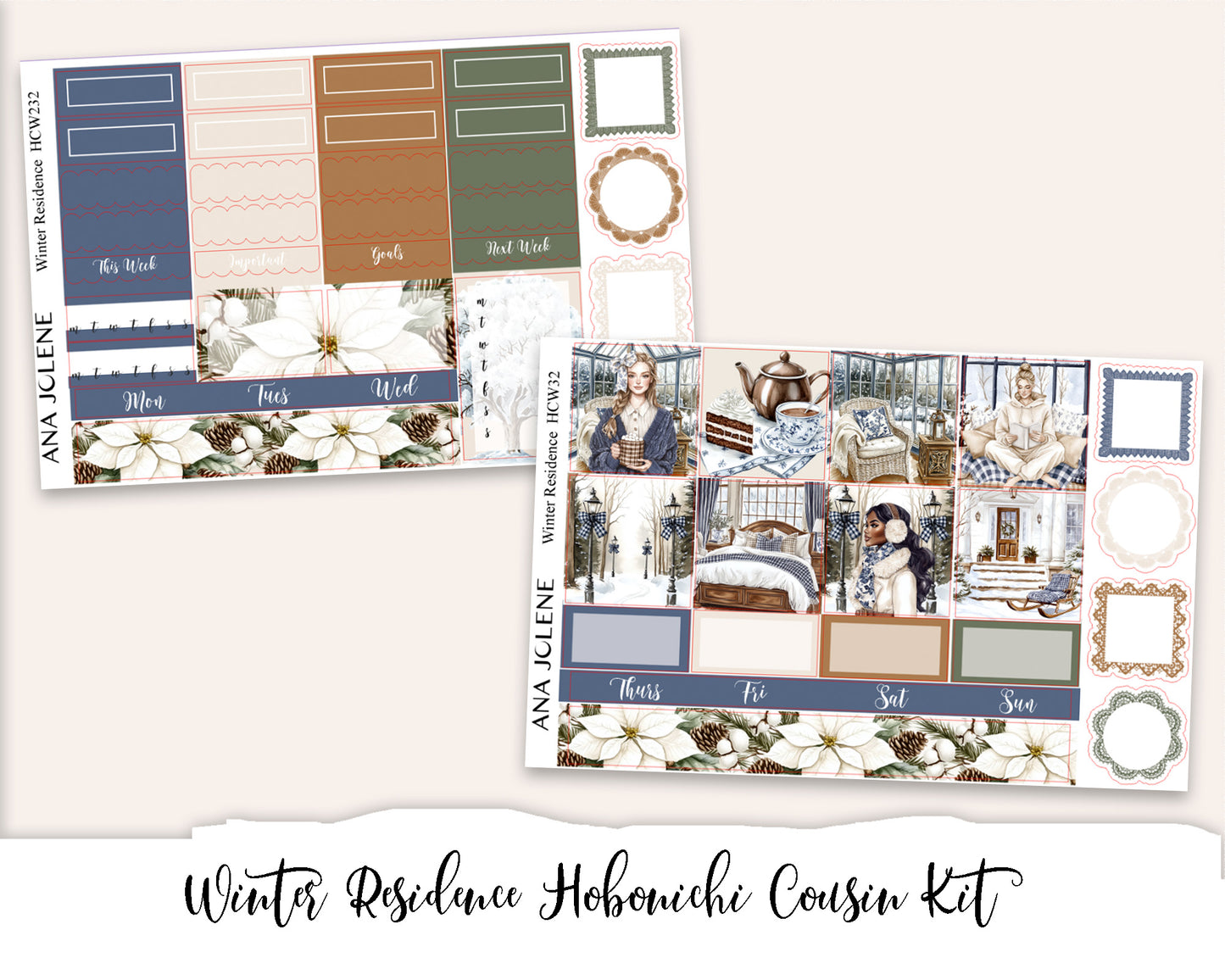 WINTER RESIDENCE Hobonichi Cousin Weekly Planner Sticker Kit