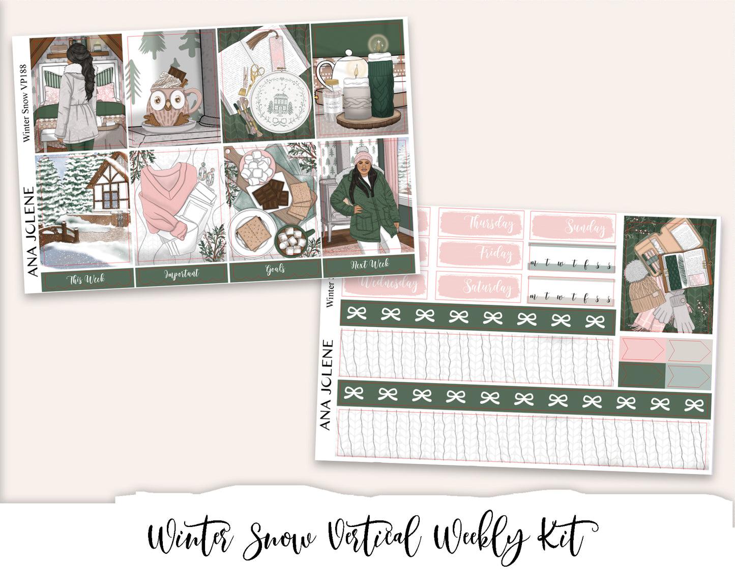 WINTER SNOW Planner Sticker Kit (Vertical Weekly)