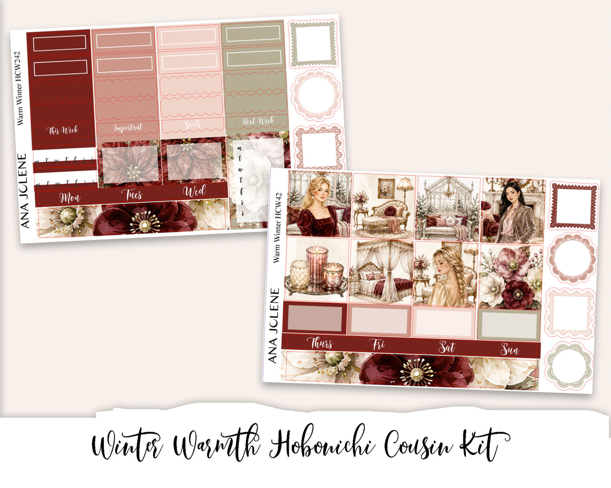 WINTER WARMTH Hobonichi Cousin Weekly Planner Sticker Kit