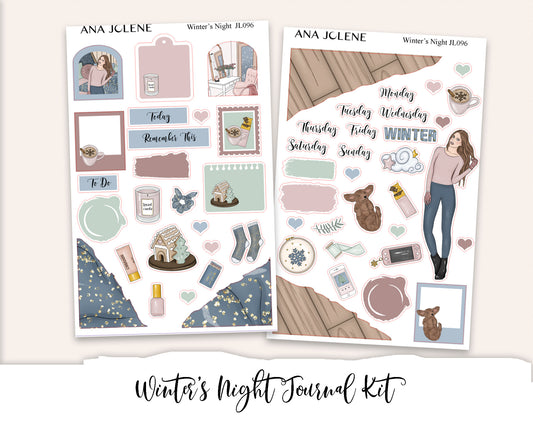 WINTER'S NIGHT Mini Journal Sticker Kit
