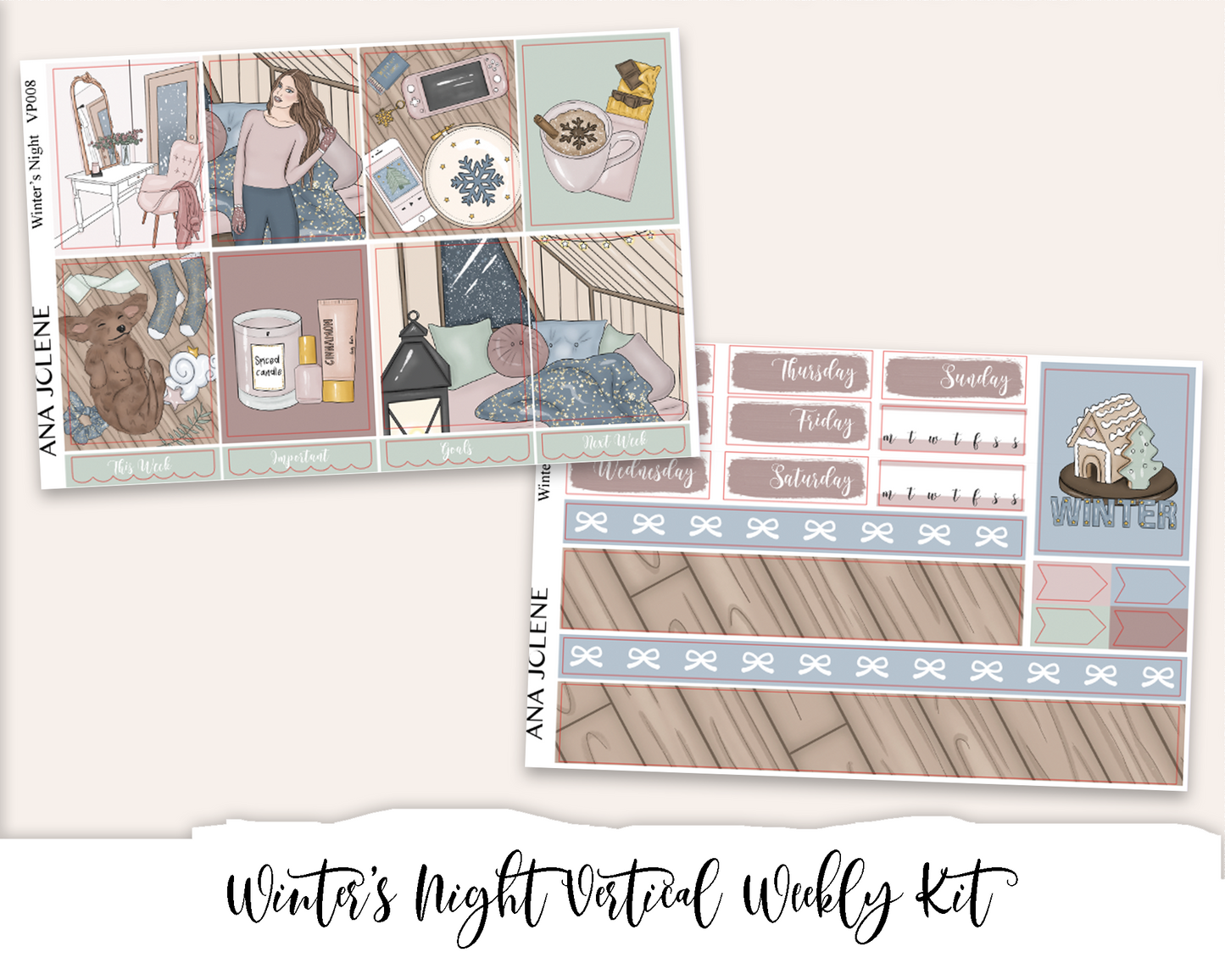 WINTER'S NIGHT Planner Sticker Kit (Vertical Weekly)