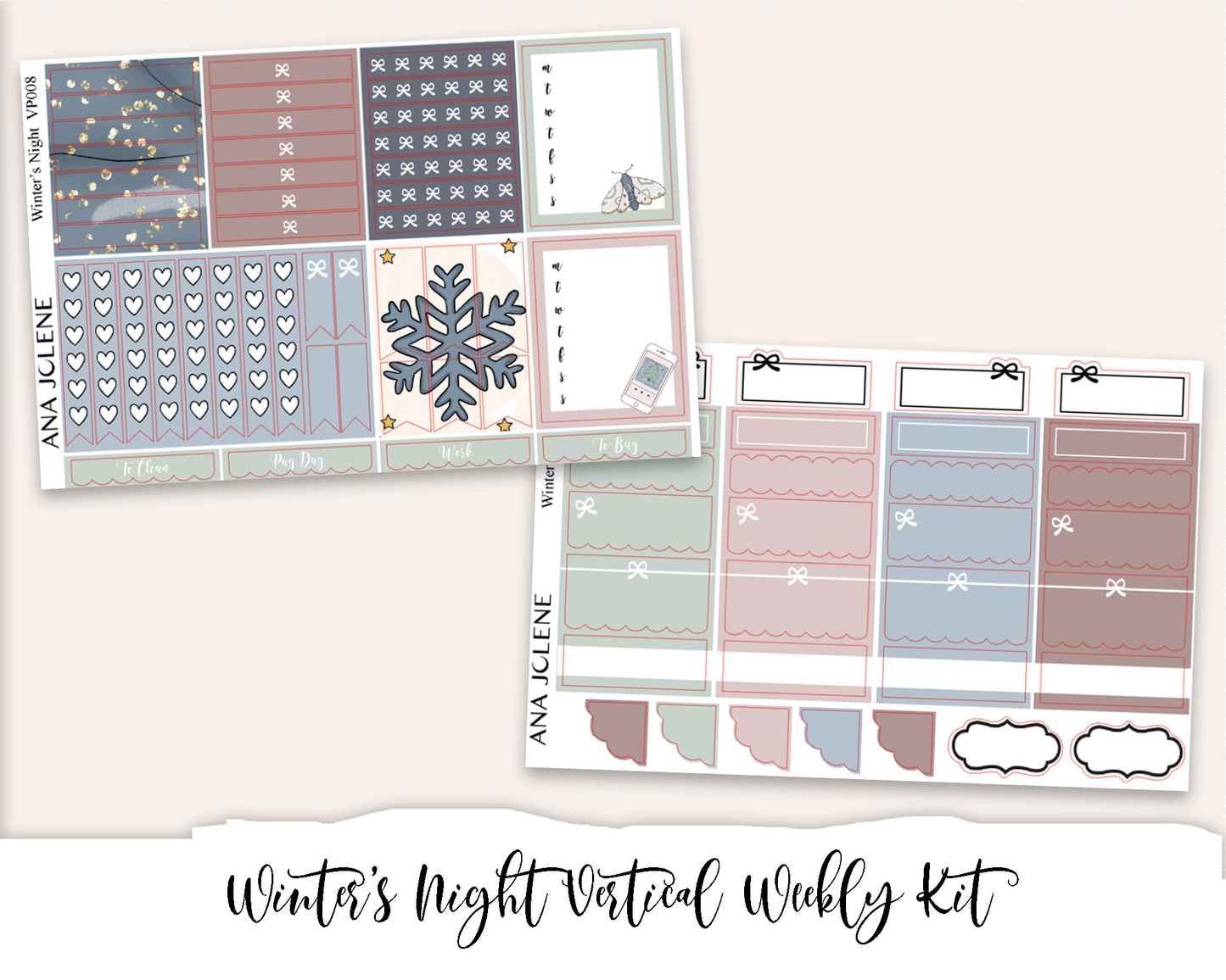 WINTER'S NIGHT Planner Sticker Kit (Vertical Weekly)