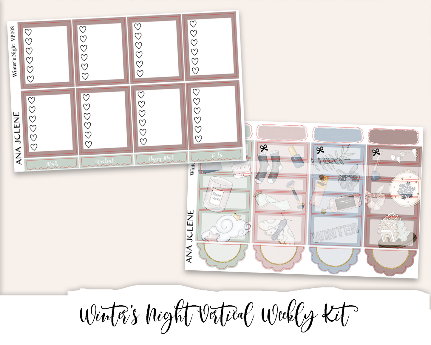 WINTER'S NIGHT Planner Sticker Kit (Vertical Weekly)