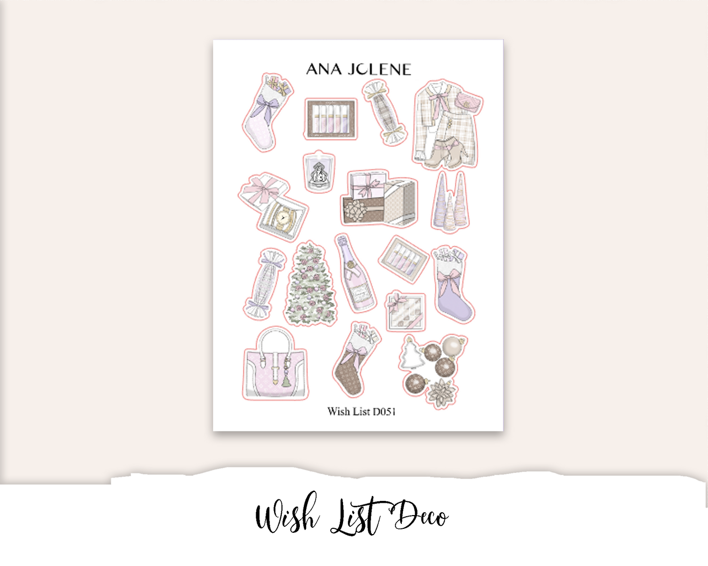 PINK CHRISTMAS Planner Sticker Kit (Vertical Weekly)