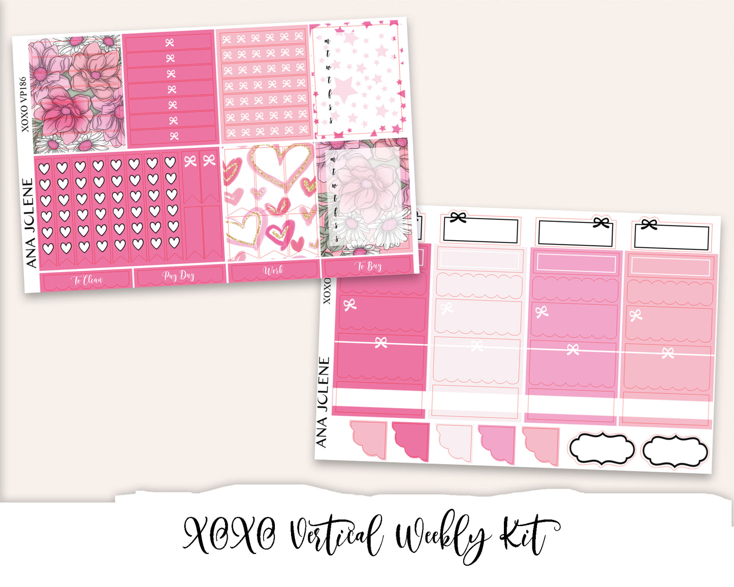 XOXO Planner Sticker Kit (Vertical Weekly)