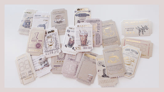 Foiled Coffee-Style Tickets Sticker Pack