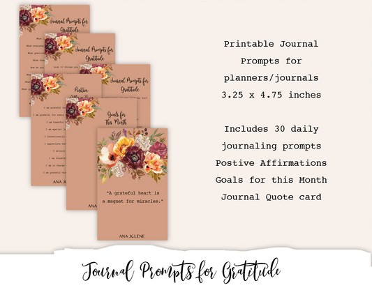 Journal Prompts for Gratitude Printable