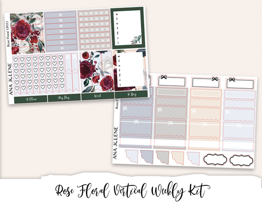 ROSE FLORAL Planner Sticker Kit (Vertical Weekly)
