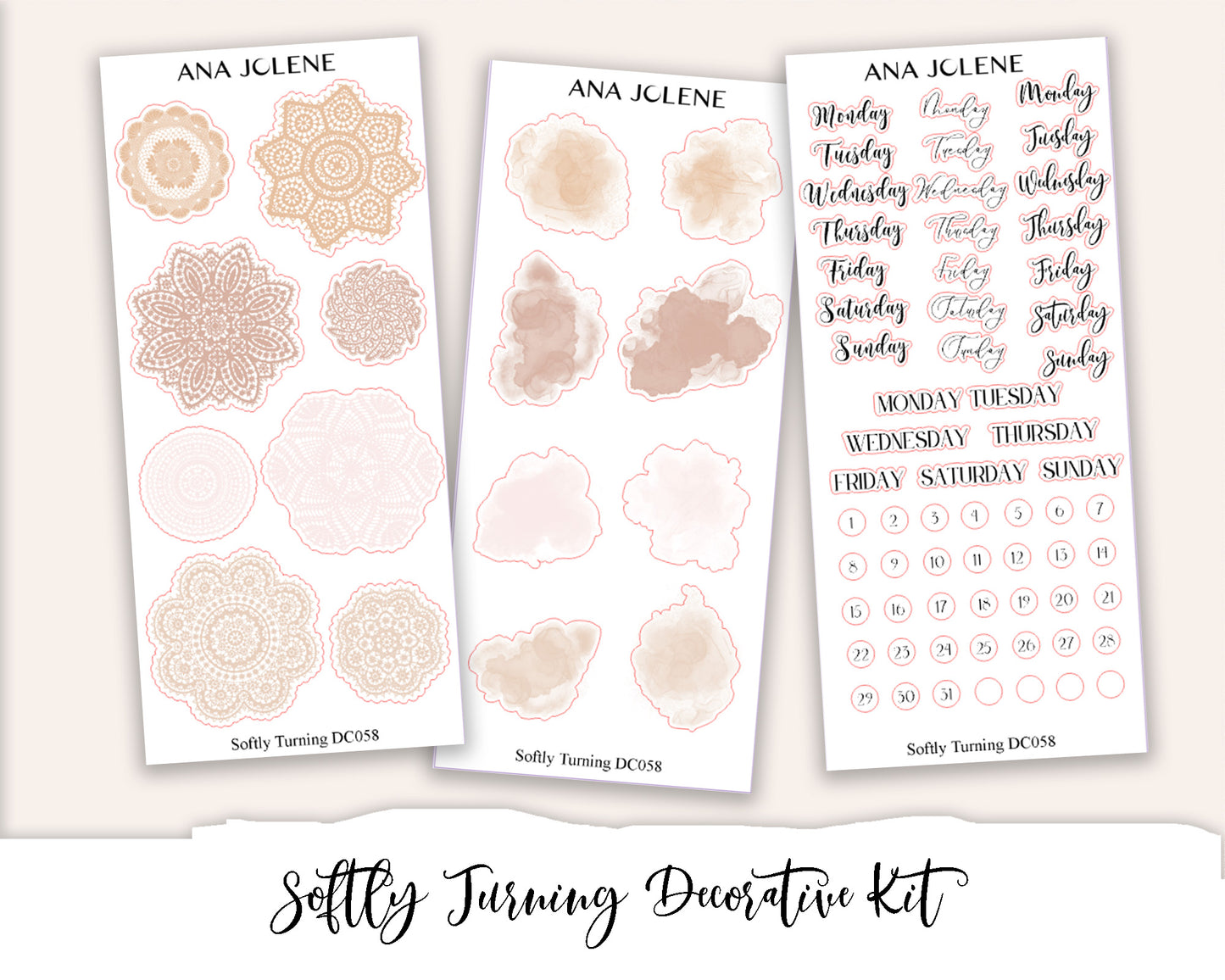 SOFTLY TURNING Decorative Planner Sticker Kit