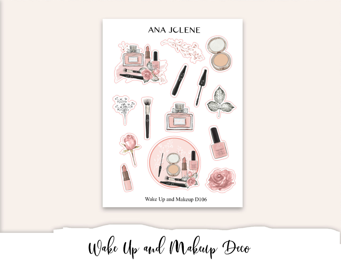 WAKE UP AND MAKEUP Hobonichi Cousin Weekly Planner Sticker Kit
