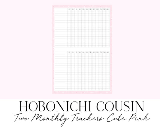 Hobonichi Cousin A5 Monthly Habit Tracker Cute Pink 2 per Page (Full Page Printable Stickers)