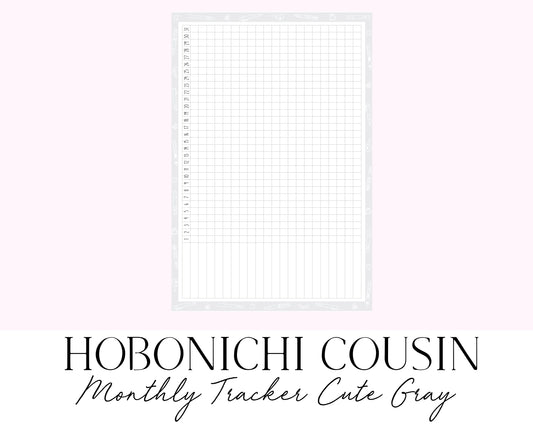 Hobonichi Cousin A5 Monthly Habit Tracker Cute Gray (Full Page Printable Stickers)