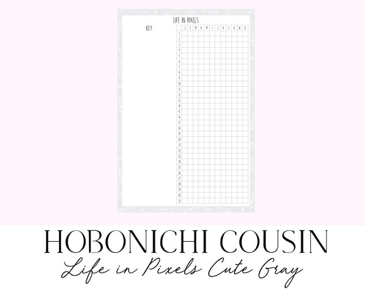 Hobonichi Cousin A5 Life in Pixels Mood Tracker Cute Gray (Full Page Printable Stickers)