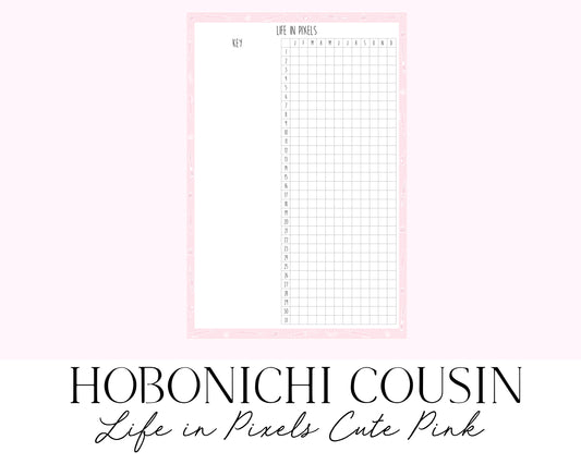 Hobonichi Cousin A5 Life in Pixels Mood Tracker Cute Pink (Full Page Printable Stickers)