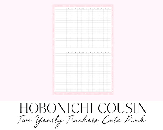 Hobonichi Cousin A5 Yearly Habit Tracker Cute Pink 2 per Page (Full Page Printable Stickers)