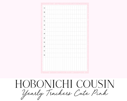 Hobonichi Cousin A5 Yearly Habit Tracker Cute Pink (Full Page Printable Stickers)
