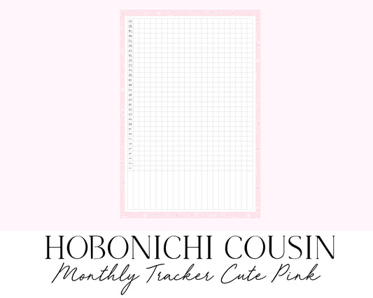 Hobonichi Cousin A5 Monthly Habit Tracker Cute Pink (Full Page Printable Stickers)