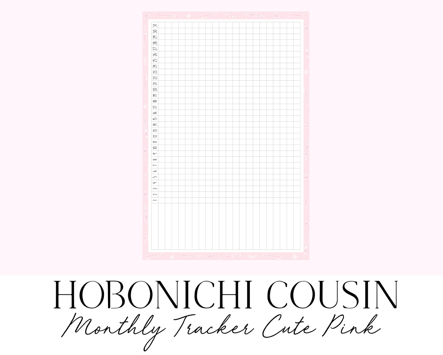 Hobonichi Cousin A5 Monthly Habit Tracker Cute Pink (Full Page Printable Stickers)