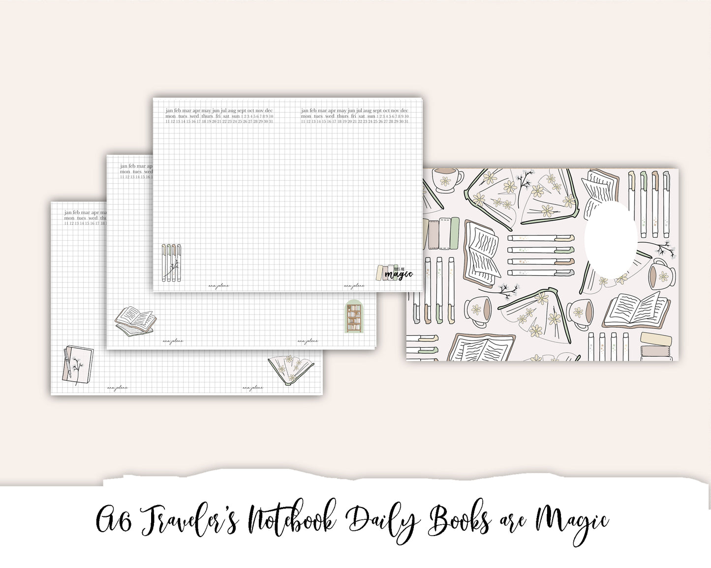 A6 Traveler's Notebook Printable - Daily Books are Magic