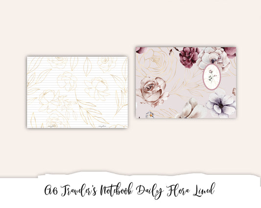 A6 Traveler's Notebook Printable - Flora Lined