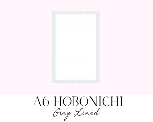 A6 Hobonichi Lined Notes Gray (Full Page Printable Stickers)