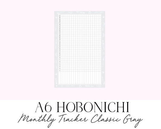 A6 Hobonichi Monthly Tracker Classic Gray (Full Page Printable Stickers)