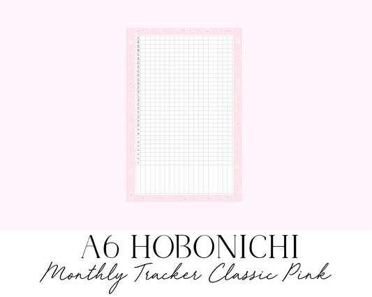 A6 Hobonichi Monthly Tracker Classic Pink (Full Page Printable Stickers)