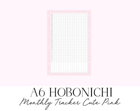 A6 Hobonichi Monthly Tracker Cute Pink (Full Page Printable Stickers)