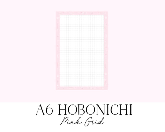 A6 Hobonichi Grid Notes Pink (Full Page Printable Stickers)