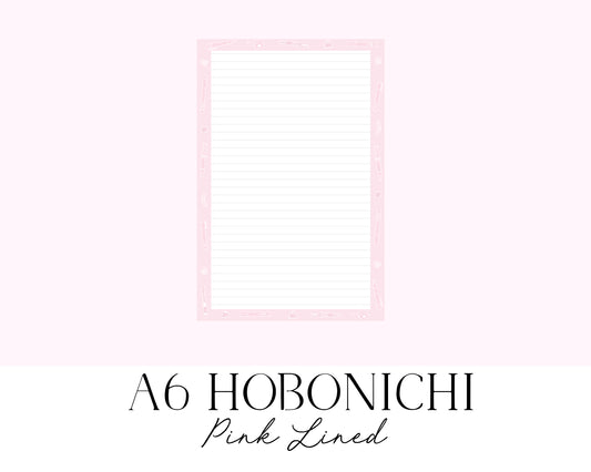 A6 Hobonichi Lined Notes Pink (Full Page Printable Stickers)