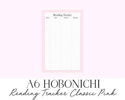 A6 Hobonichi Reading Tracker Classic Pink (Full Page Printable Stickers)