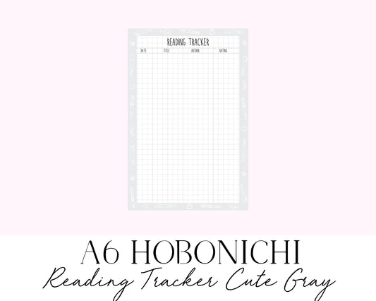 A6 Hobonichi Reading Tracker Cute Gray (Full Page Printable Stickers)